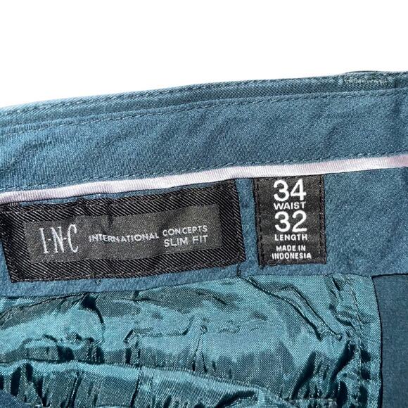 INC International Concepts Slim Fit Pants Chino Size 34x32 Cotton Casual Office - Picture 3 of 5